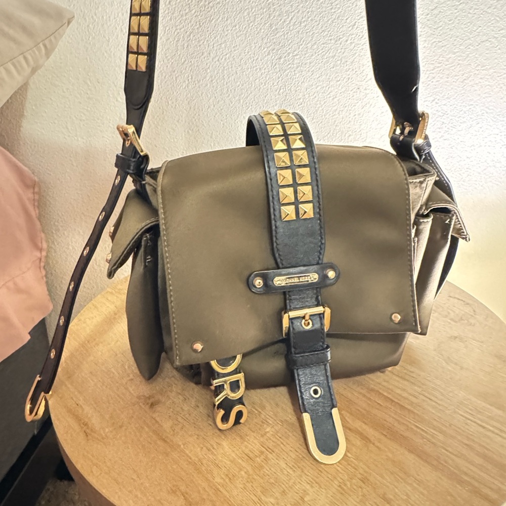 Michael Kors Olive Green Studded Crossbody Bag - Picture 4 of 7